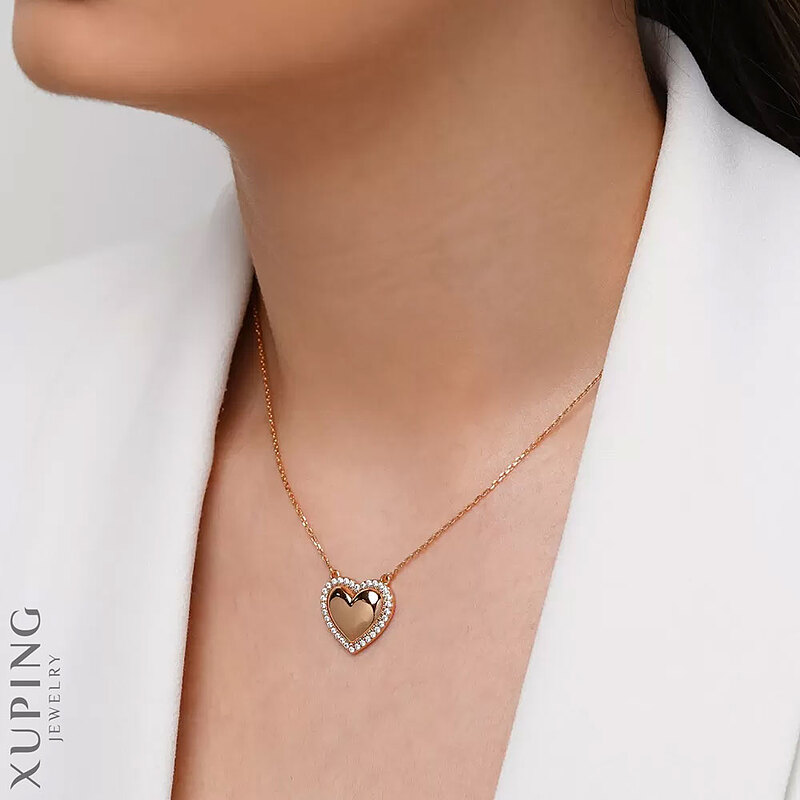 گردنبند قلب قاب‌ نگین ژوپینگ