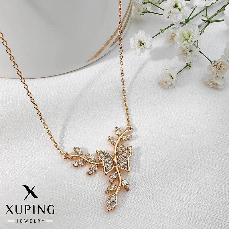 گردنبند گل و پروانه ژوپینگ (دو رنگ)