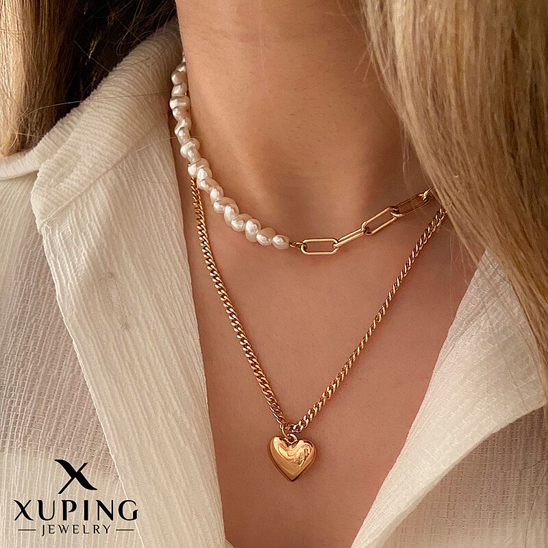 گردنبند دولاین قلب و مروارید ژوپینگ